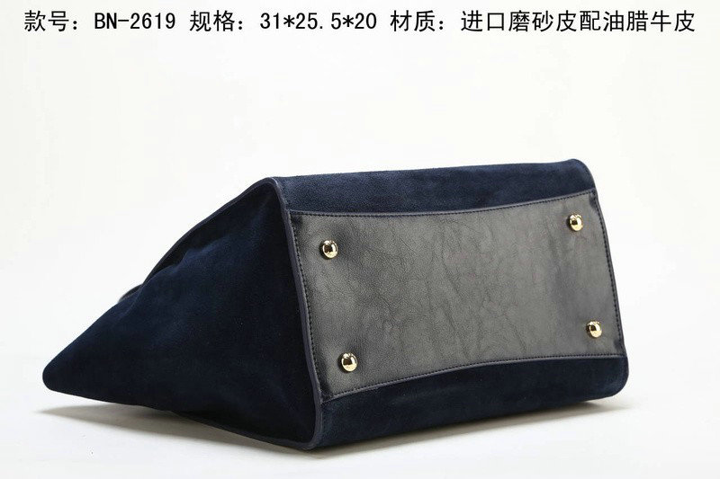 2014 Prada Suede Leather Tote Bag BN2619 darkblue